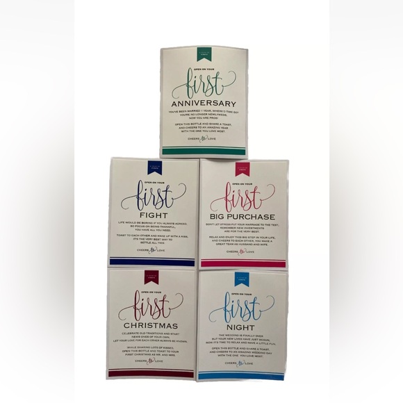 Adhesive Wine Bottle Labels Newlyweds Year Of Firsts Waterproof Peel And Stick 5 - Picture 2 of 8